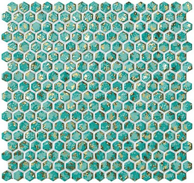 6dht 30x30 dwell turquoise hexagon gold