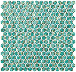 6dht 30x30 dwell turquoise hexagon gold